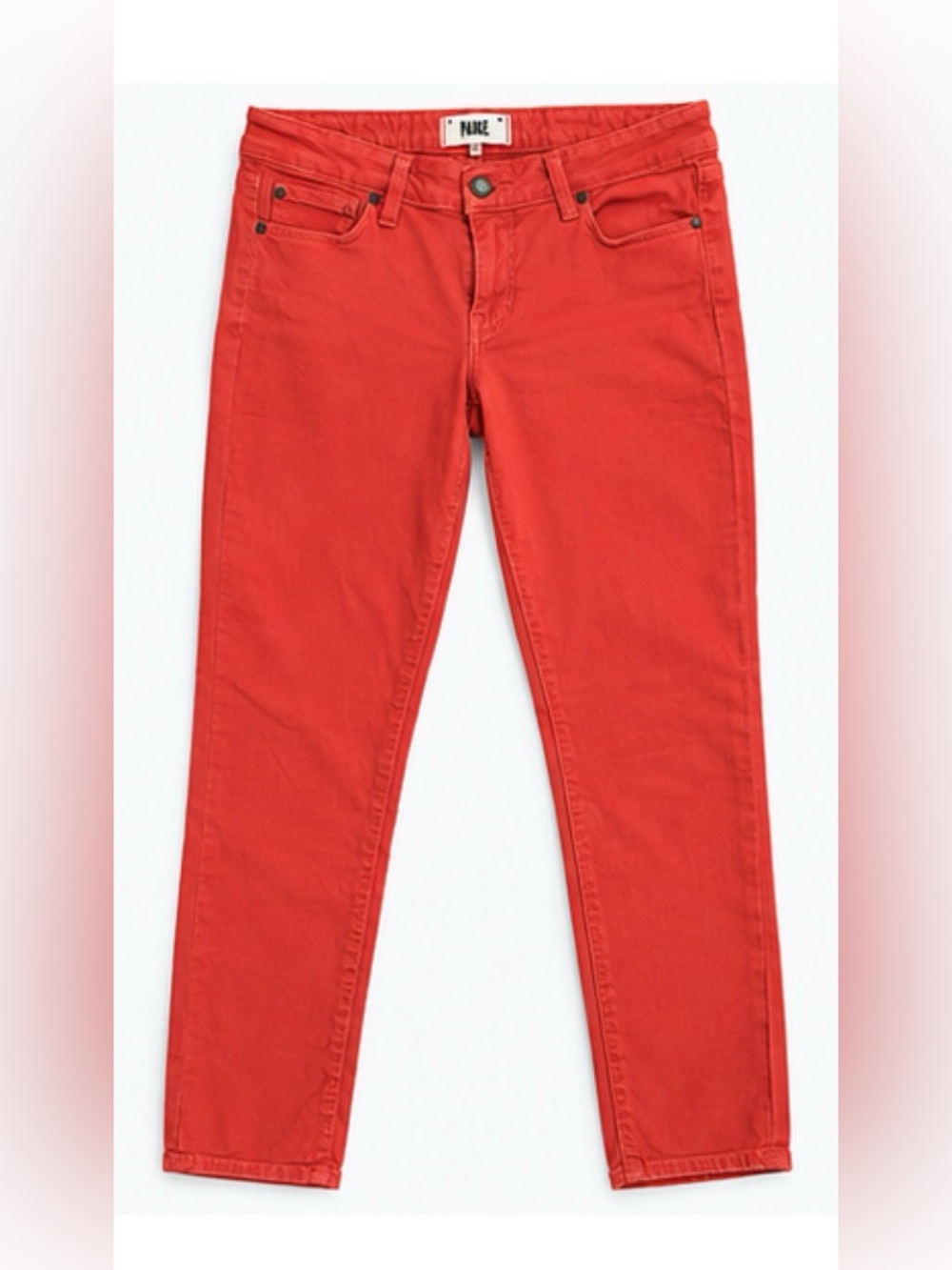 PAIGE Skyline Ankle Peg Jeans Size 29 Coral Red Skinny Ankle Denim